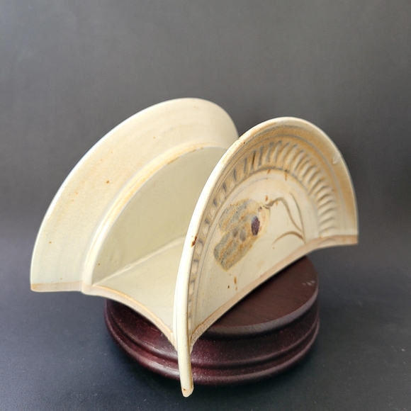 VTG Hand Painted Pottery Letter holder, Napkin Holder, Stationary Organizer - Picture 5 of 10